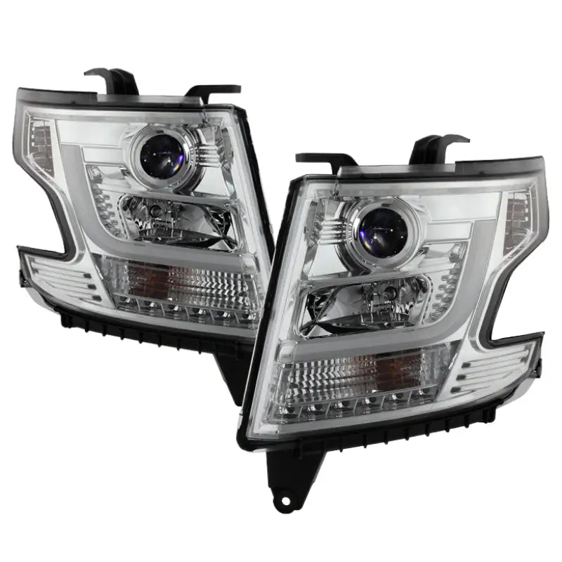 Chrome projector headlights with LED DRL for Chevy Tahoe Spyder 2015-16 upgrade