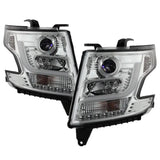Chrome projector headlights with LED DRL for Chevy Tahoe Spyder 2015-16 upgrade