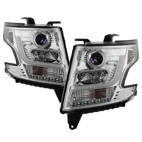 Chrome projector headlights with LED DRL for Chevy Tahoe Spyder 2015-16 upgrade