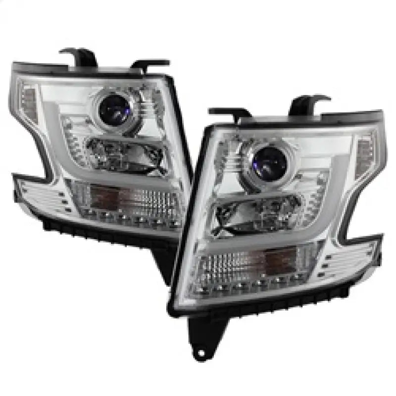 Chrome projector headlights with LED accents for Chevy Tahoe Spyder 2015-2016