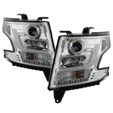 Chrome projector headlights with LED accents for Chevy Tahoe Spyder 2015-2016