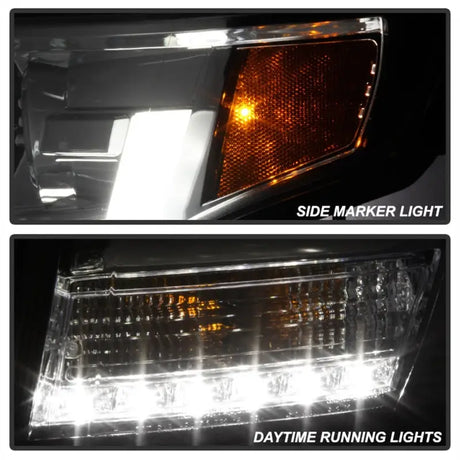 Spyder Chevy Tahoe projector headlights with side marker and daytime running lights
