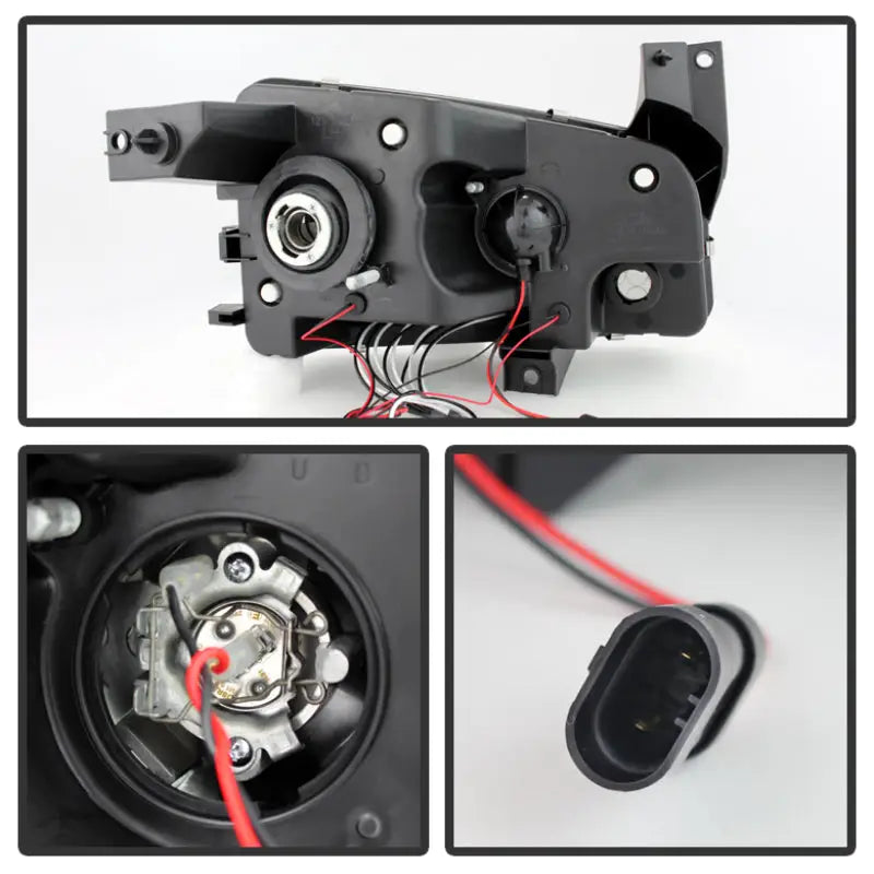 Black automotive projector headlights with LED halo for Dodge Charger 06-10 | PRO-YD-DCH05-LED-BSM