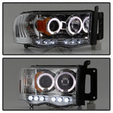 Chrome projector headlights with halo rings for Spyder Dodge Ram 1500 and 2500 models
