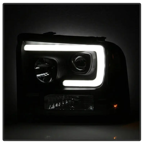 Spyder Ford F150 2005-2007 Projector Headlights - Light Bar DRL LED - Black PRO-YD-FS05V2-LB-BK 