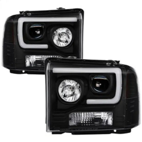 Spyder Ford F150 2005-2007 Projector Headlights - Light Bar DRL LED - Black PRO-YD-FS05V2-LB-BK 
