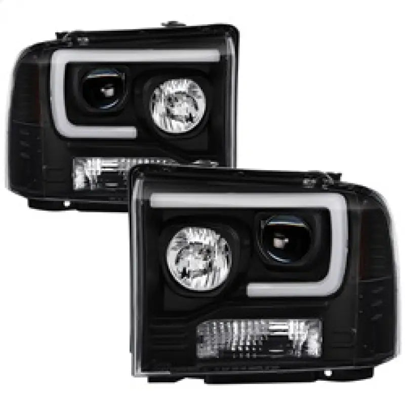 Spyder Ford F150 2005-2007 Projector Headlights - Light Bar DRL LED - Black PRO-YD-FS05V2-LB-BK 