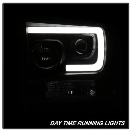 Spyder Ford F150 2005-2007 Projector Headlights - Light Bar DRL LED - Black PRO-YD-FS05V2-LB-BK 