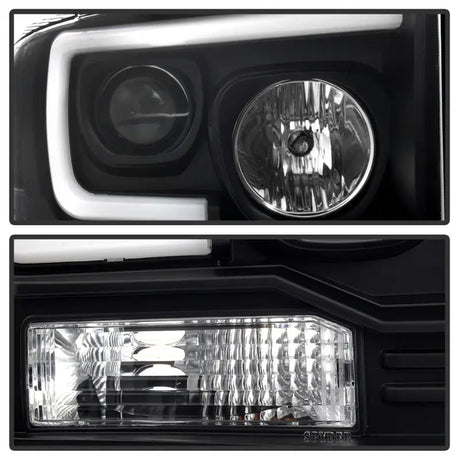 Spyder Ford F150 2005-2007 Projector Headlights - Light Bar DRL LED - Black PRO-YD-FS05V2-LB-BK 