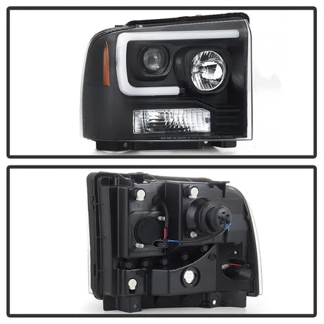 Spyder Ford F150 2005-2007 Projector Headlights - Light Bar DRL LED - Black PRO-YD-FS05V2-LB-BK 