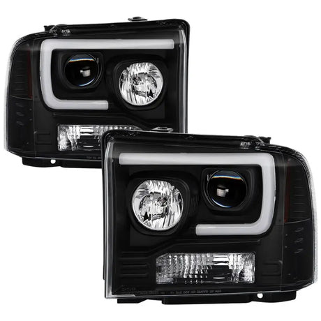 SPYDER Spyder Ford F150 2005-2007 Projector Headlights - Light Bar DRL LED - Black PRO-YD-FS05V2-LB-BK