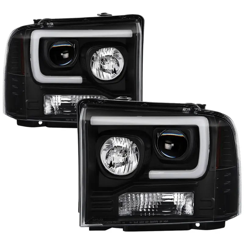 SPYDER Spyder Ford F150 2005-2007 Projector Headlights - Light Bar DRL LED - Black PRO-YD-FS05V2-LB-BK