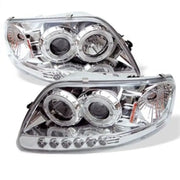 Chrome car headlights with led halo for Spyder Ford F150 97-0 Projector lights