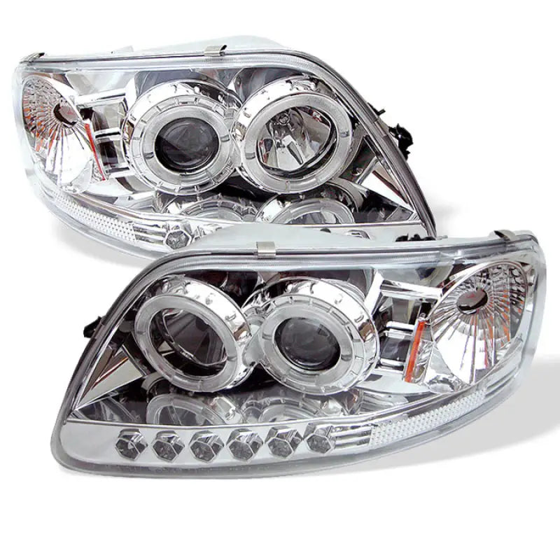 Chrome headlights with LED halo for Spyder Ford F150 97-0 from Spyder Ford