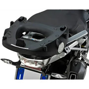 Matte black motorcycle top case mounting plate for hard luggage mounting hardware