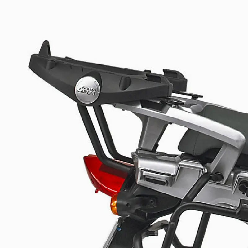 Motorcycle luggage rack with matte black hard luggage mounting hardware SR684 Top Case
