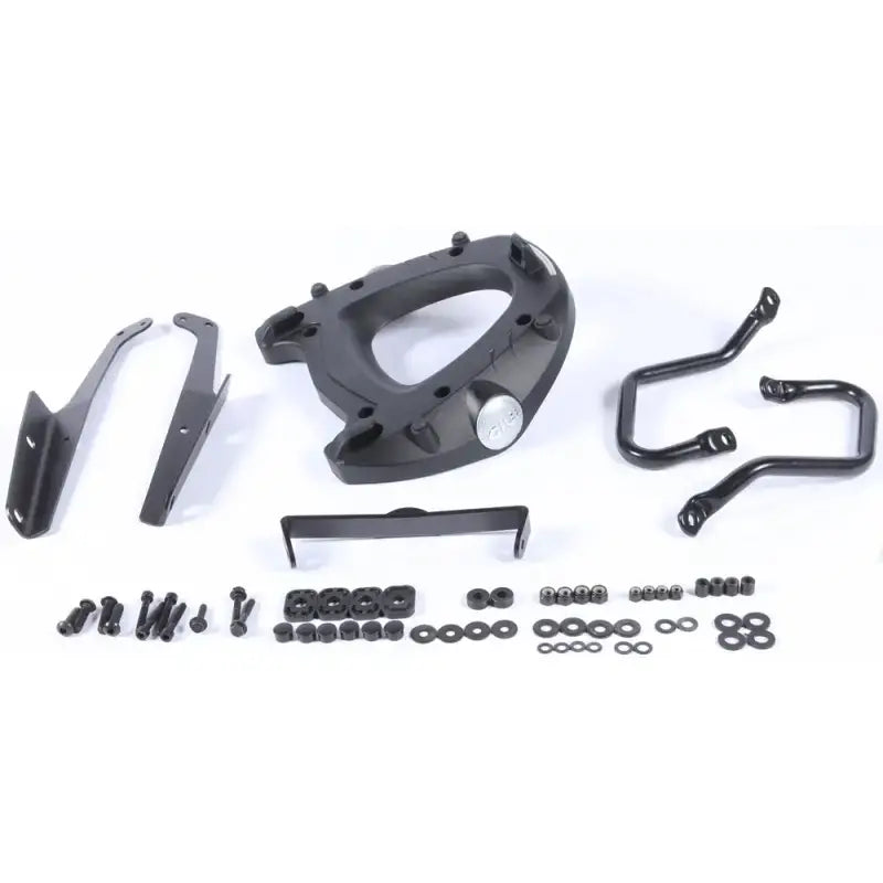 Motorcycle luggage rack mounting kit for hard luggage mounting hardware in matte black