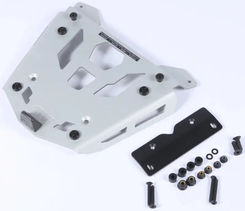 Light gray SRA5108 Top Case Mounting Plate with matte black luggage mounting hardware