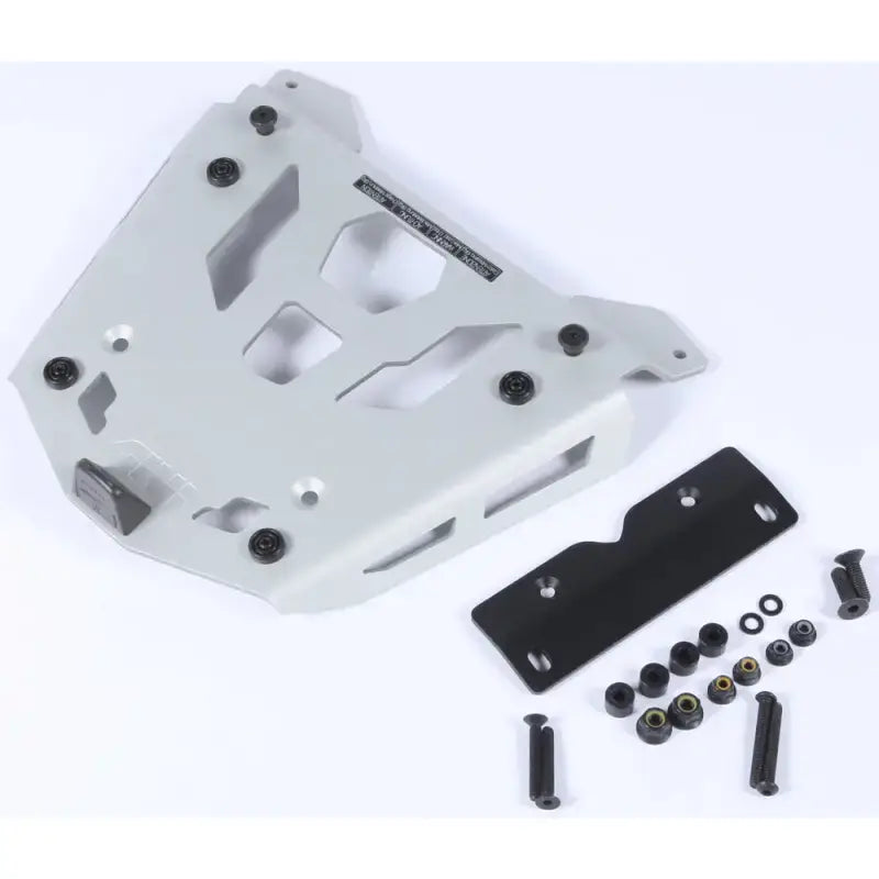Light gray SRA5108 Top Case Mounting Plate with matte black luggage mounting hardware