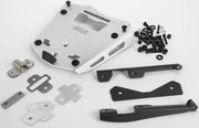 Motorcycle luggage rack components for hard luggage mounting hardware in matte black
