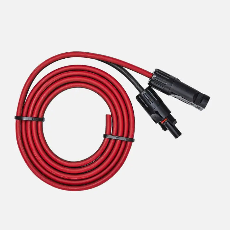 Red and black solar panel cables with connectors for SRC0003 Redarc battery cable setup