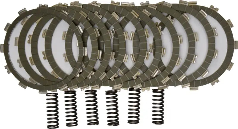 Motorcycle clutch plates and springs from SRC85 Street Racer Clutch Kit, perfect for street racer rides