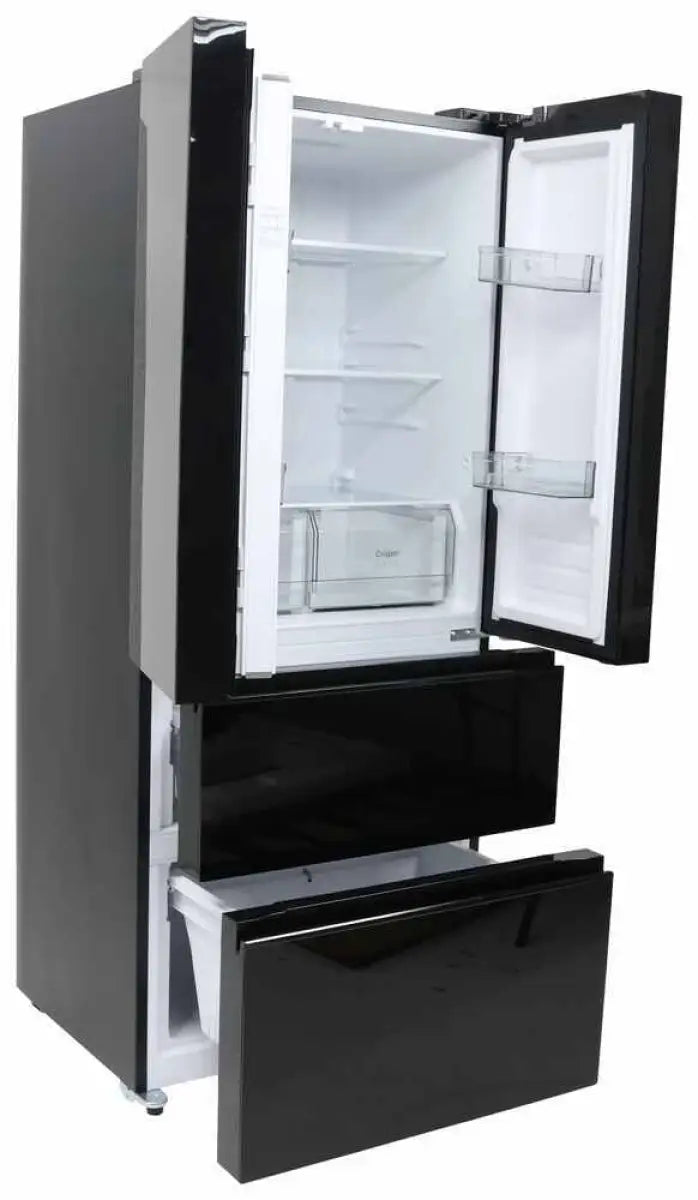 SRM-418CBG-E Furrion LLC Everchill 16.2 Cuft 12V Refer in Black with doors open showing spacious interior compartments, ideal for RV, Automotive, Powersports, off-road, marine, exterior, truck accessories, interior, truck bed, Inside RV, RV Parts Shop, Exterior Parts & Accessories, RV Appliances RV Air Conditioner RV Refer, AVADA - Best Sellers