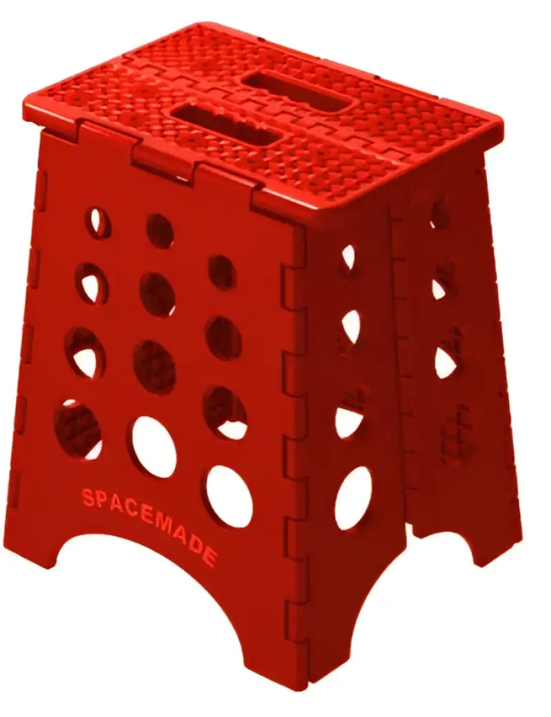 Foldable red step stool with sturdy and durable construction, 15-inch height, non-slip surface, compact design for RV, automotive, powersports, off-road, marine, exterior, truck accessories, interior, truck bed, RV parts, AVADA - Best Sellers