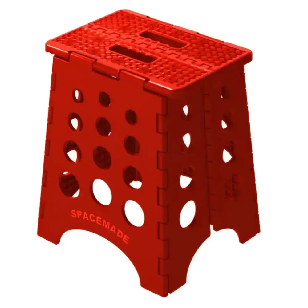 Foldable red step stool with sturdy and durable construction, 15-inch height, non-slip surface, compact design for RV, automotive, powersports, off-road, marine, exterior, truck accessories, interior, truck bed, RV parts, AVADA - Best Sellers