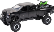 NEW-RAY SS-37596 1:20 Scale Chevrolet 3500 Hd Offroad Pickup W/Grn Dirt Bike