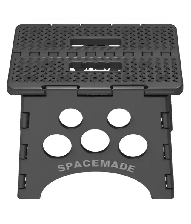 SS-9 Big Ant Folding Step Stool 9In by Spacemade, compact design, black, sturdy construction, non-slip surface, foldable for easy storage, supports up to 300 pounds.