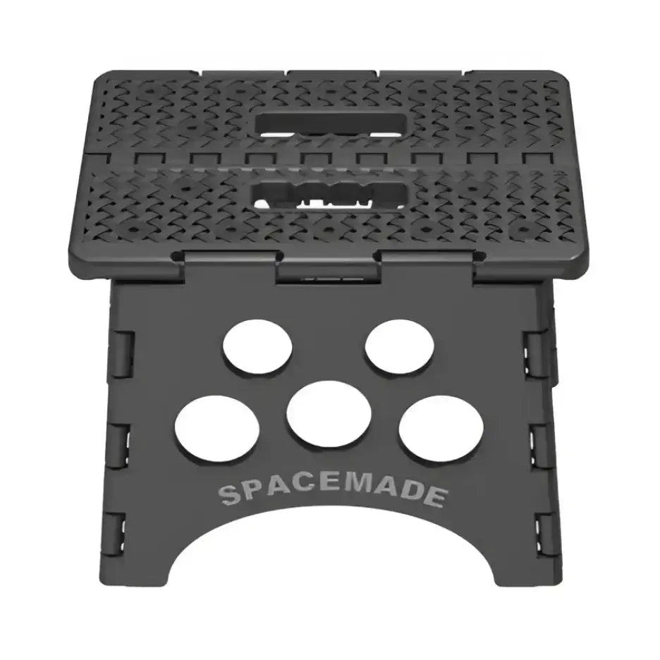 SS-9 Big Ant Folding Step Stool 9In by Spacemade, compact design, black, sturdy construction, non-slip surface, foldable for easy storage, supports up to 300 pounds.