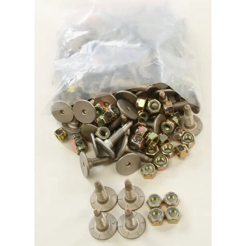 Collection of nuts, bolts, washers spilling from plastic bag for SSP-1005-B Signature Series Trail studs