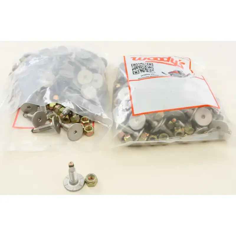 Two bags of SSP-1075-C Signature Series Trail Studs and Nuts with a single stud and nut displayed
