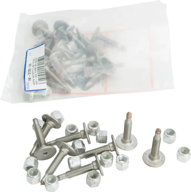 Silver signature series trail studs and nuts, some in plastic bags, for SSP-1450-AS