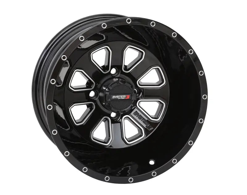 St4 Wheel 14x7 2 + 5 (47mm) 4/110 Gloss Black/Machined - Powersports