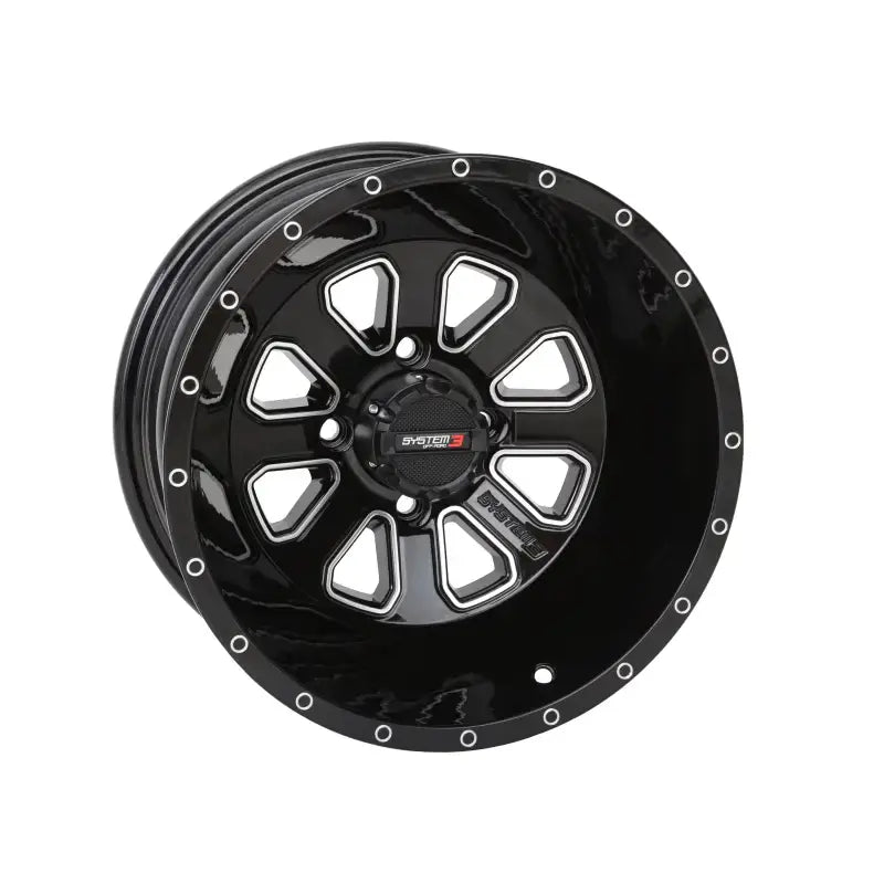 St4 Wheel 14x7 2 + 5 (47mm) 4/110 Gloss Black/Machined - Powersports