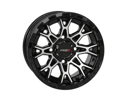 St6 Wheel 12x7 4 + 3 ( + 10mm) 4/110 Gloss Black/Machined - Powersports