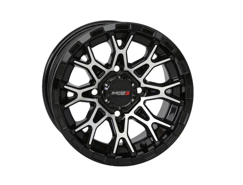 St6 Wheel 14x7 4 + 3 ( + 10mm) 4/137 Gloss Black/Machined - Powersports