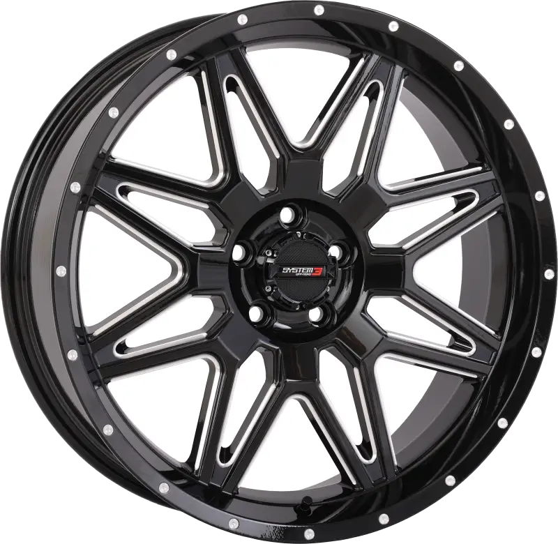 St7 Wheel 20x7 4+3 (+10mm) 5/4.5 Gloss Black Milled - SYSTEM 3