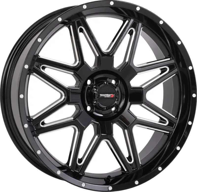 St7 Wheel 20x7 4+3 (+10mm) 4/110 Gloss Black Milled - SYSTEM 3