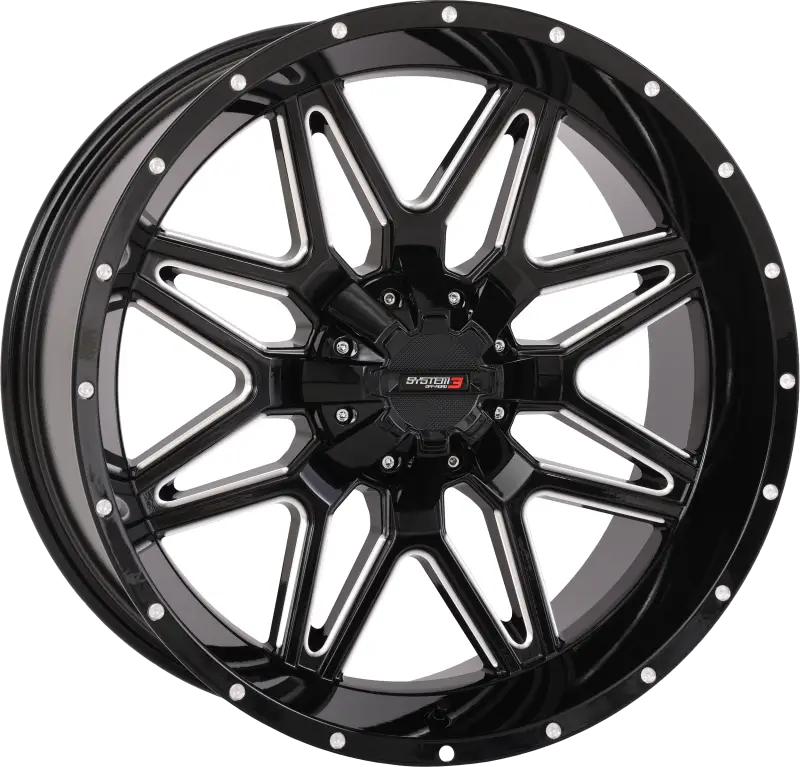 St7 Wheel 20x9 5+4 (0mm) 4/137 & 4/156 Gloss Blk Milled - SYSTEM 3