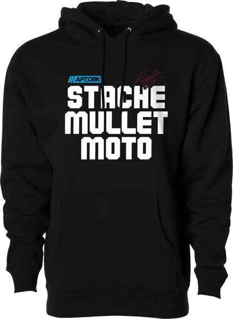 Stache Mullet Moto Hoodie Black Lg - DBK