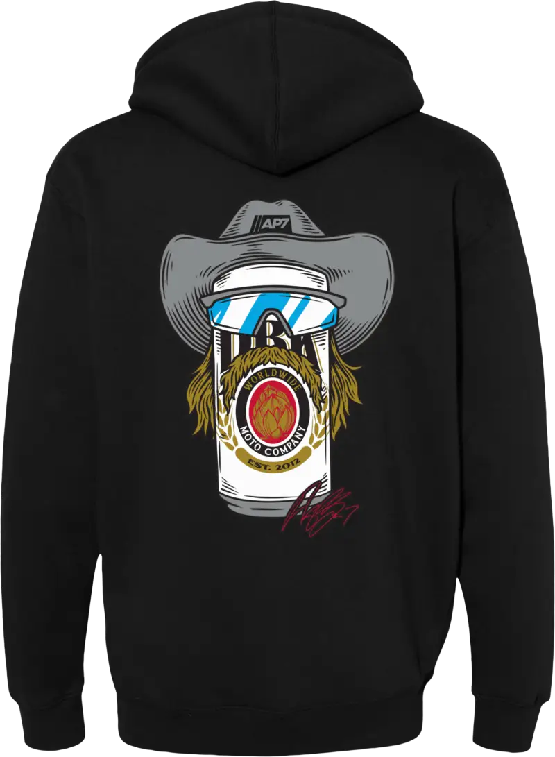 Stache Mullet Moto Hoodie Black Lg - DBK