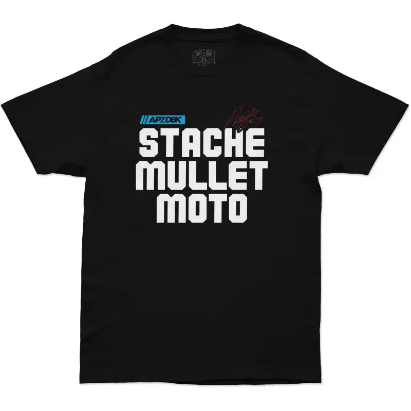 Stache Mullet Moto Tee Black 2x - DBK