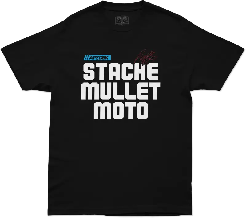Stache Mullet Moto Tee Black Xl - DBK