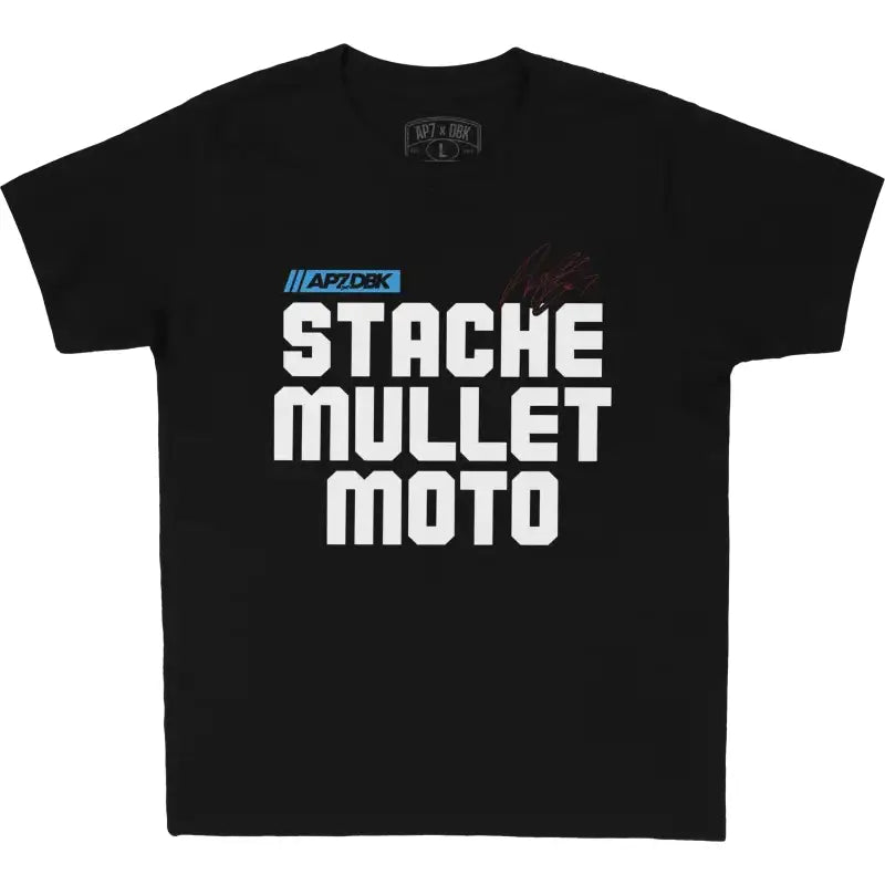 Stache Mullet Moto Youth Tee Black Yl - DBK