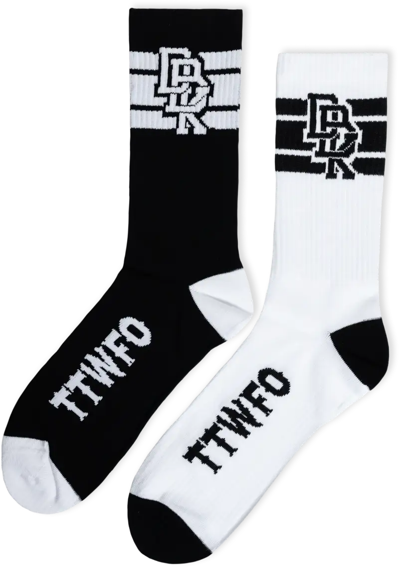 Stacked Socks 2 Pack Black And White - DBK