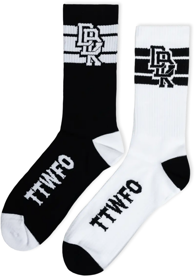 Stacked Socks 2 Pack Black And White - DBK