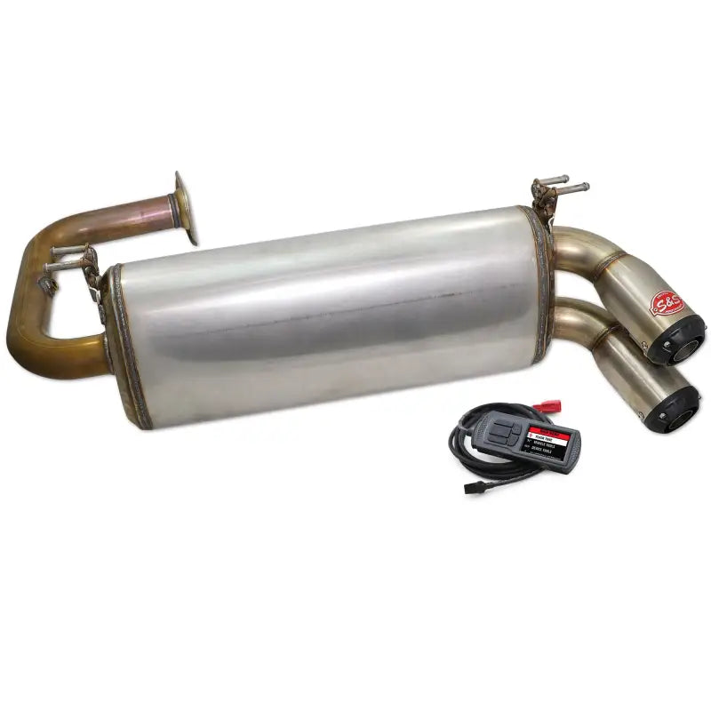 Stainless steel exhaust system with dual mufflers and electronic tuner for truck parts